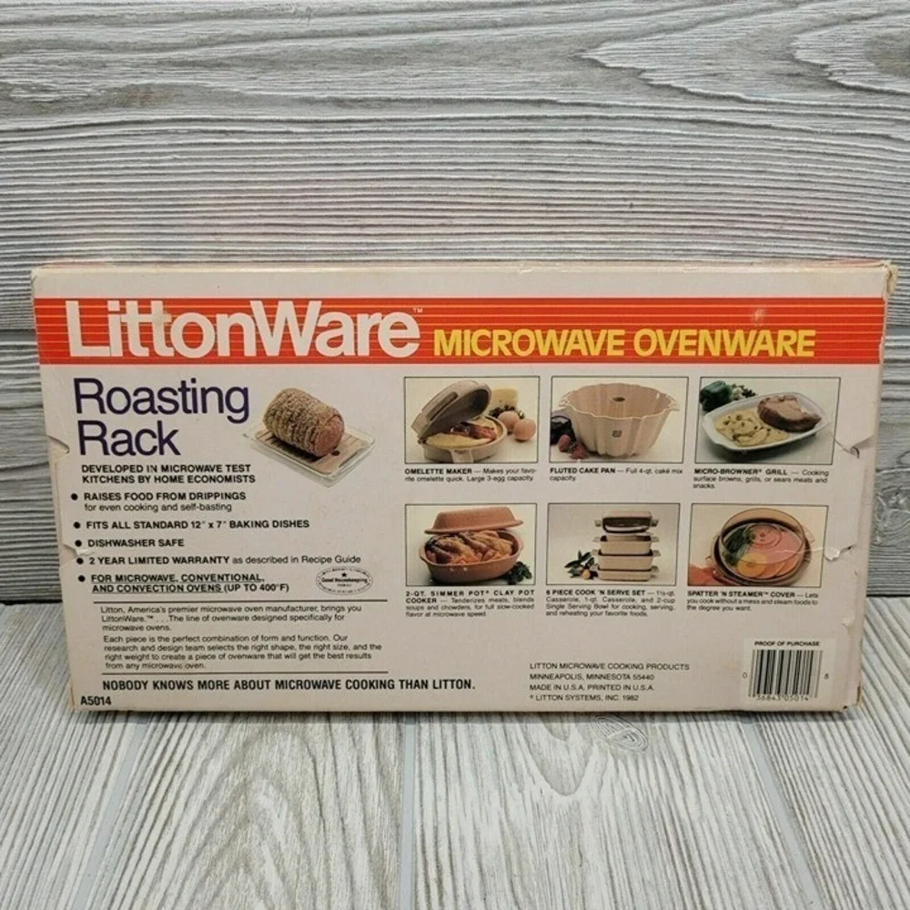LittonWare Roasting Rack Kitchen Tan Speckled Vintage Microwave‎ Ovenware A5014